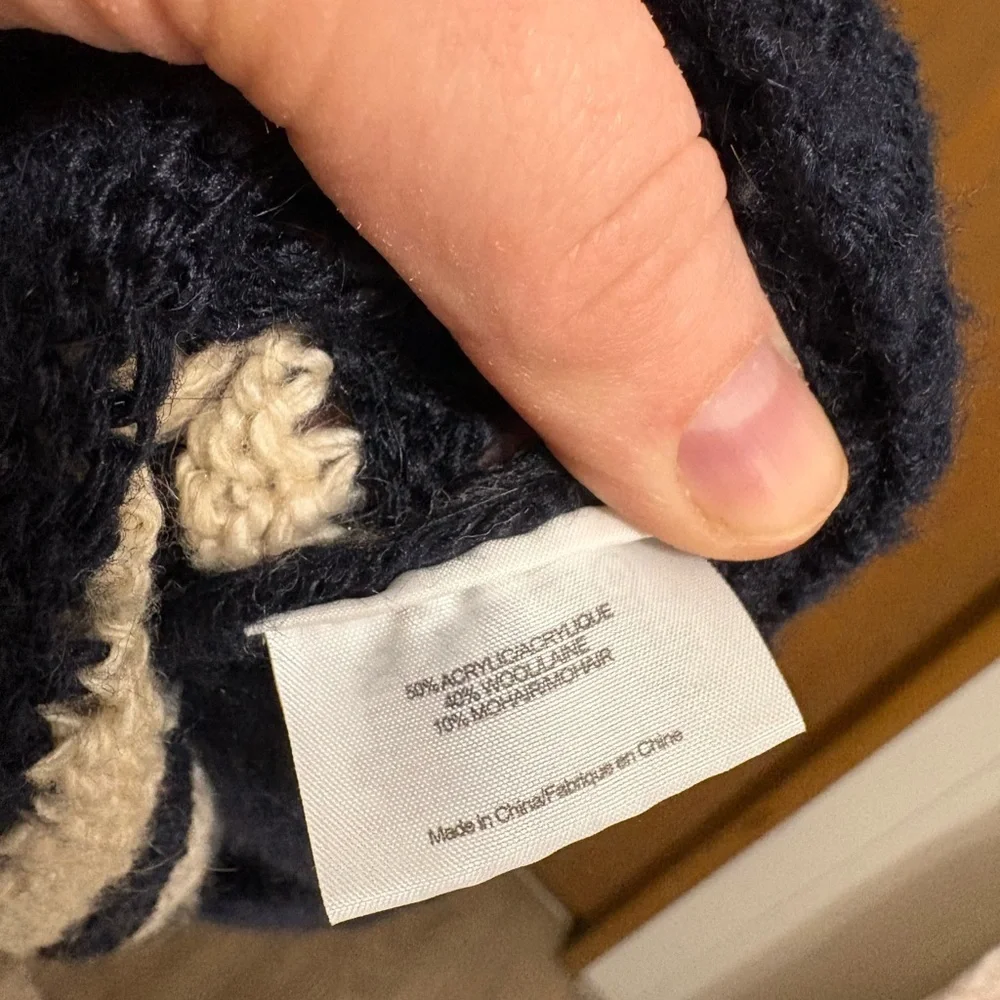 Tory Burch Carey Navy and Cream Striped Turtleneck Sweater